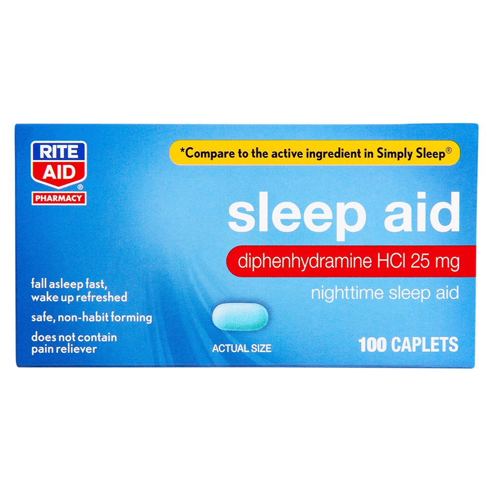 slide 1 of 5, Rite Aid Nighttime Sleep Aid Mini Caplets, 100 ct