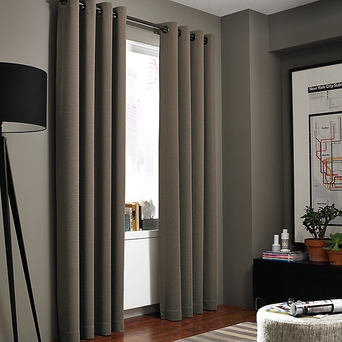 slide 1 of 1, Kenneth Cole Reaction Home Gotham Texture Lined Grommet Window Curtain Panel - Mocha, 95 in