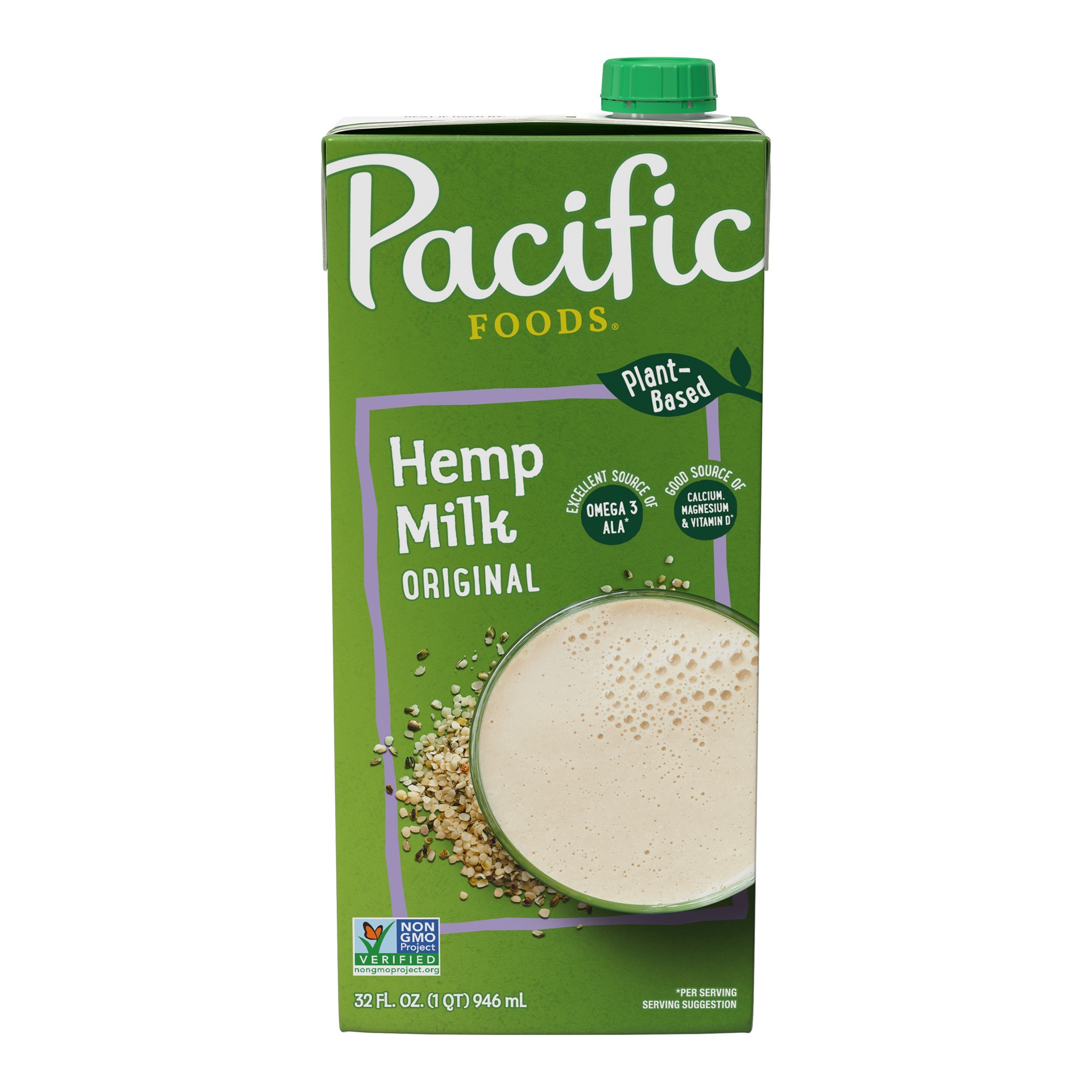 slide 1 of 5, Pacific Foods Original Hemp Milk, Plant Based Milk, 32 oz Carton, 32.000 fl oz