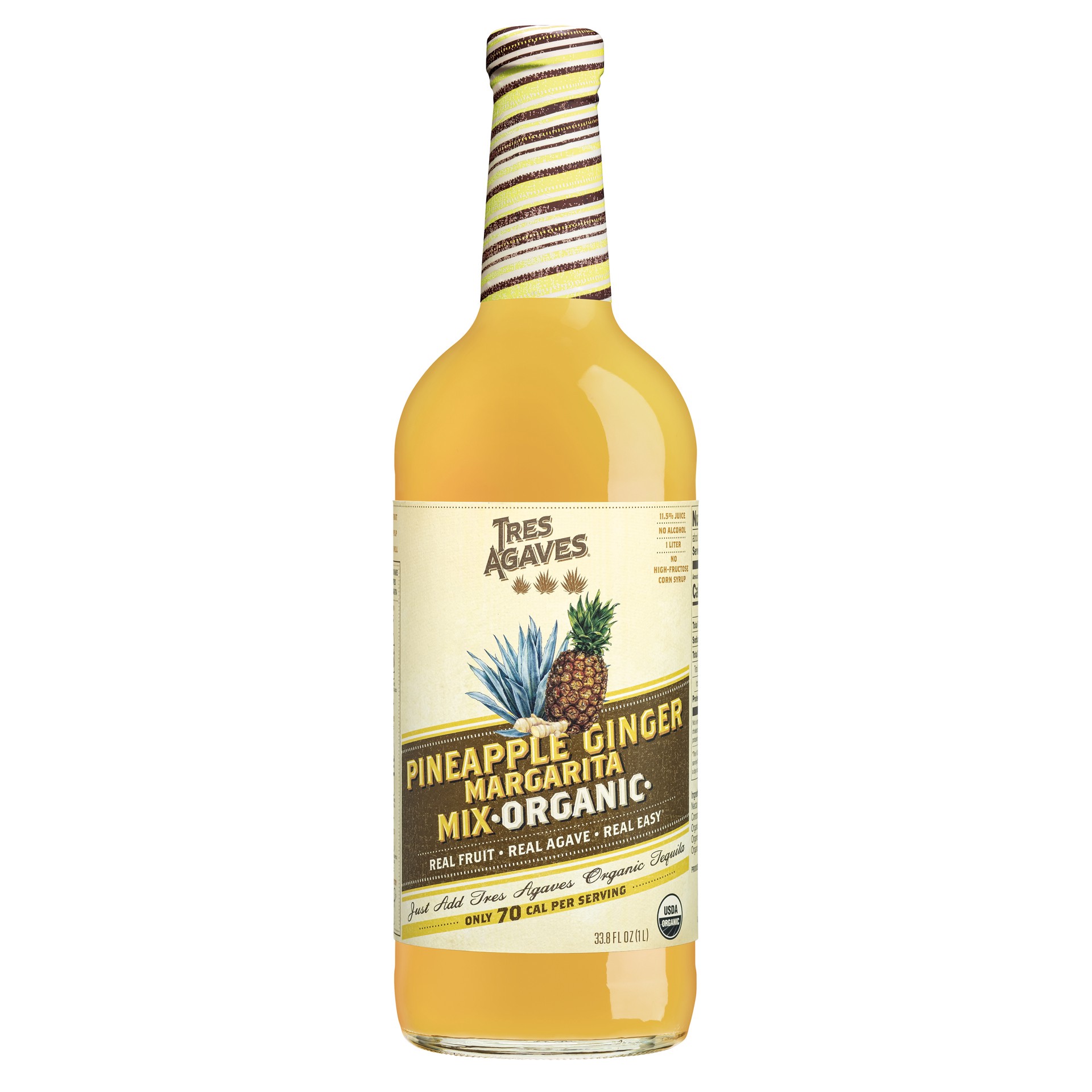 slide 1 of 1, Tres Agaves Organic Pineapple Ginger Margarita Mix, 1 Liter Bottle, 1 liter