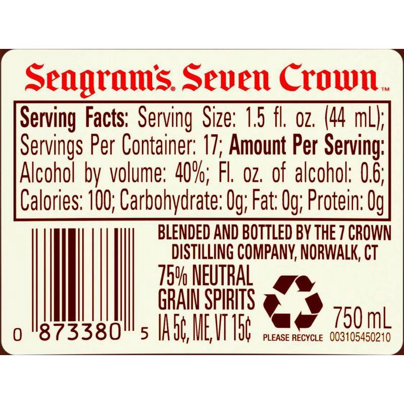 slide 7 of 8, Seagram's 7 Crown American Whiskey - 750ml Plastic Bottle, 750 ml