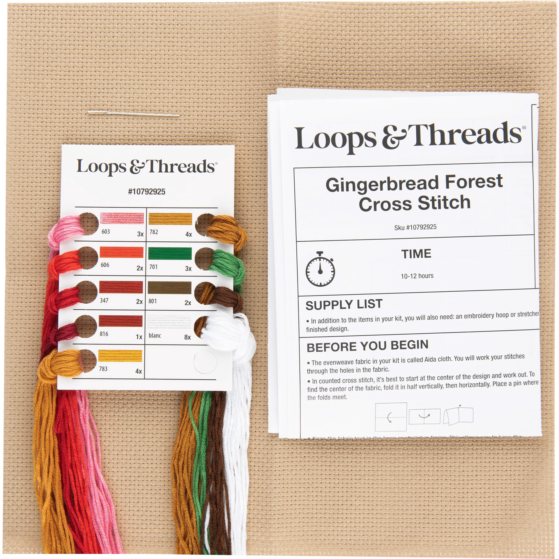 slide 2 of 3, 6" X 6" Gingerbread Forest Cross Stitch Kit By Loops & Threads, 6 in x 6 in