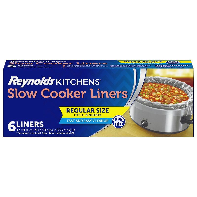 slide 1 of 7, Reynolds Kitchens Regular Size Slow Cooker Liners - 6ct/11.375sq ft, 6 ct, 11.375sq ft