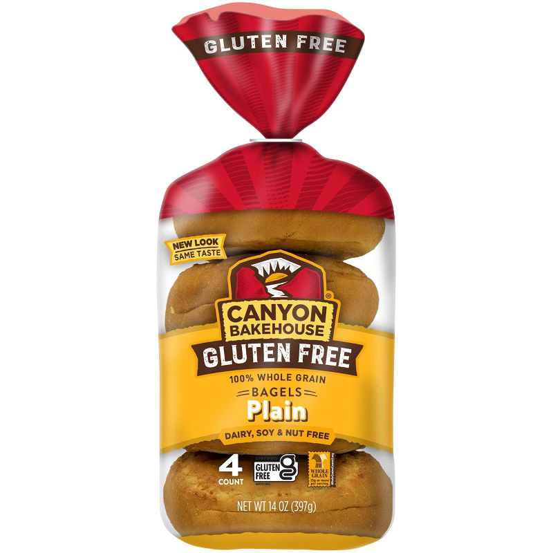 slide 1 of 11, Canyon Bakehouse Gluten Free Plain Bagels - 14oz/4ct, 4 ct; 14 oz