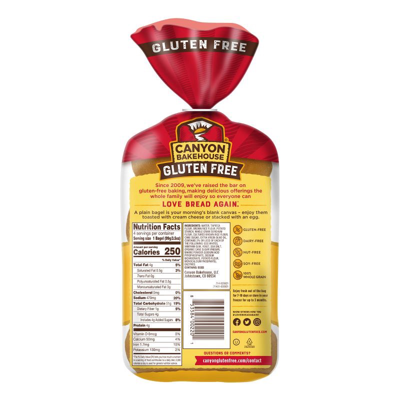 slide 10 of 11, Canyon Bakehouse Gluten Free Plain Bagels - 14oz/4ct, 4 ct; 14 oz