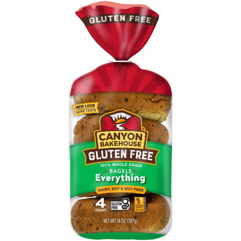 slide 1 of 13, Canyon Bakehouse Gluten Free Everything Bagels - 14oz/4ct, 4 ct; 14 oz