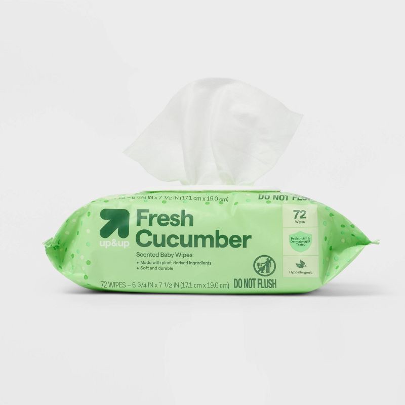 slide 3 of 6, Fresh Cucumber Baby Wipes - 72ct - up&up™, 72 ct