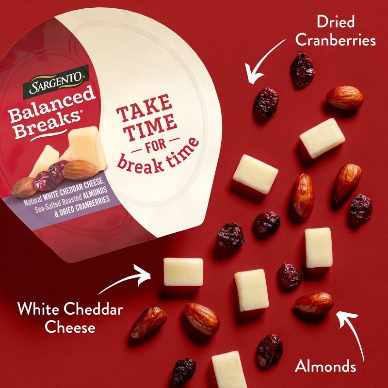 slide 3 of 7, Sargento Balanced Breaks Natural White Cheddar, Sea-Salted Roasted Almonds & Dried Cranberries - 4.5oz/3ct, 3 ct; 4.5 oz