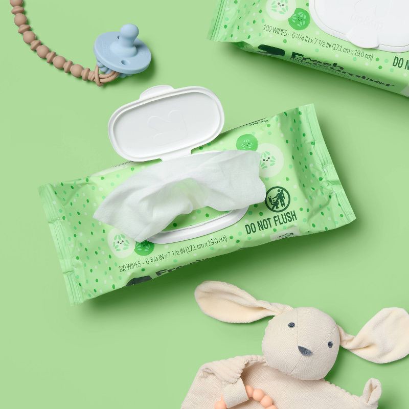 slide 2 of 8, Fresh Cucumber Baby Wipes - 8pk/800ct Total - up&up™, 8 ct, 800 ct