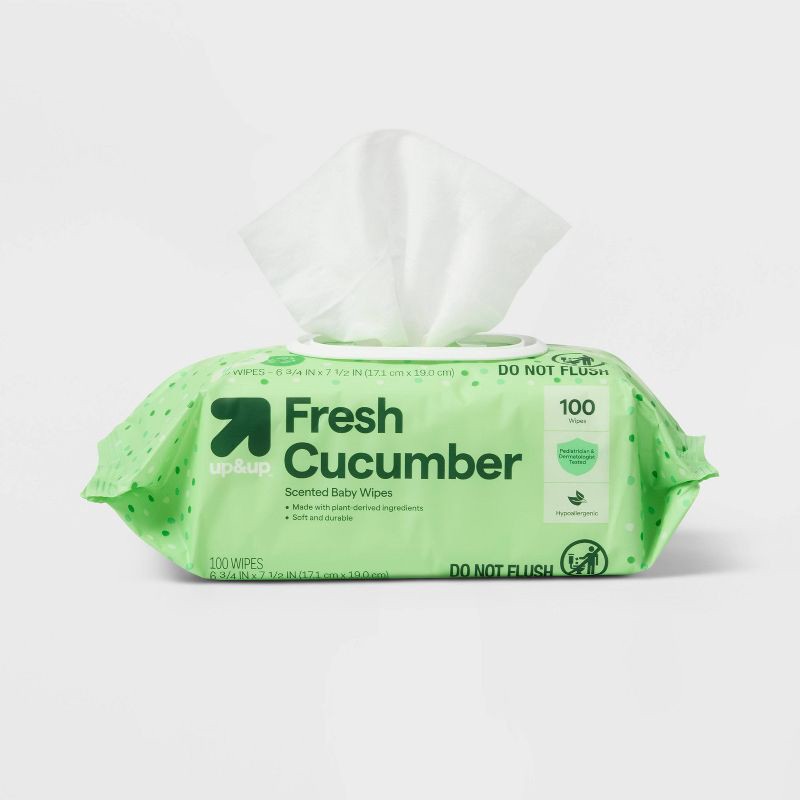 slide 4 of 8, Fresh Cucumber Baby Wipes - 8pk/800ct Total - up&up™, 8 ct, 800 ct