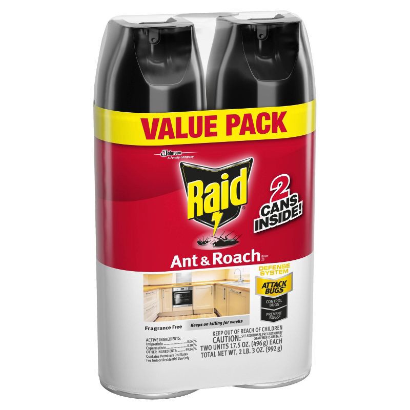 slide 12 of 12, Raid Ant and Roach Killer Fragrance Free - 17.5oz/2ct, 17.5 oz, 2 ct