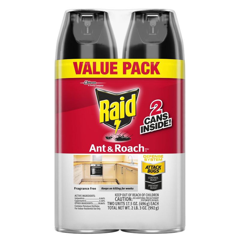 slide 3 of 12, Raid Ant and Roach Killer Fragrance Free - 17.5oz/2ct, 17.5 oz, 2 ct