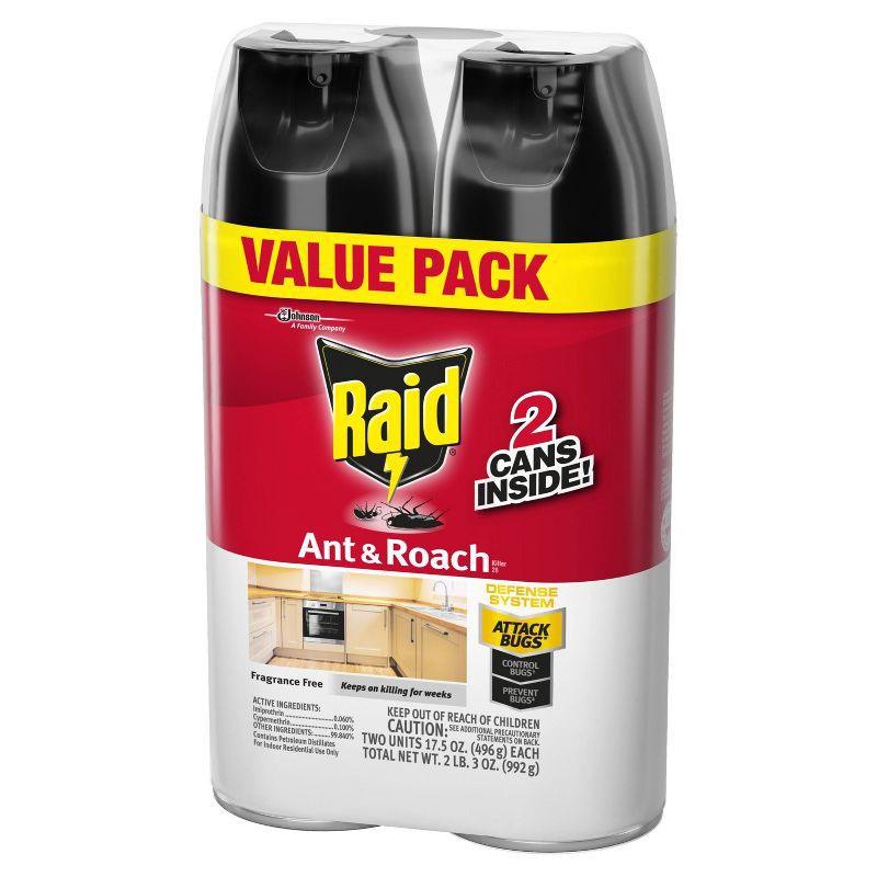 slide 2 of 12, Raid Ant and Roach Killer Fragrance Free - 17.5oz/2ct, 17.5 oz, 2 ct