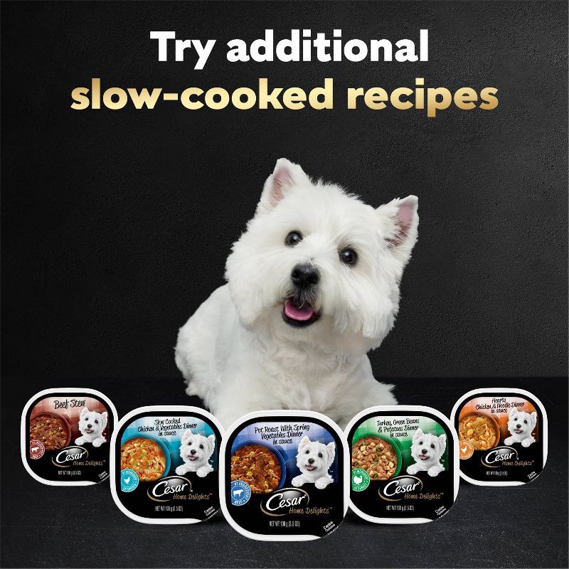 slide 6 of 14, Cesar Home Delights Chicken, Potato, Turkey, Vegetable, Beef and Gravy Flavor Variety Pack Small Breed Wet Dog Food - 3.5oz/24ct, 3.5 oz, 24 ct