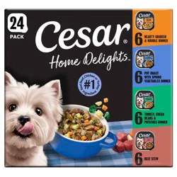 Cesar Home Delights Chicken, Potato, Turkey, Vegetable, Beef and Gravy Flavor Variety Pack Small Breed Wet Dog Food - 3.5oz/24ct