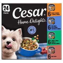 Cesar Home Delights Chicken, Potato, Turkey, Vegetable, Beef and Gravy Flavor Variety Pack Small Breed Wet Dog Food - 3.5oz/24ct