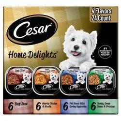 Cesar Home Delights Chicken, Potato, Turkey, Vegetable, Beef and Gravy Flavor Variety Pack Small Breed Wet Dog Food - 3.5oz/24ct