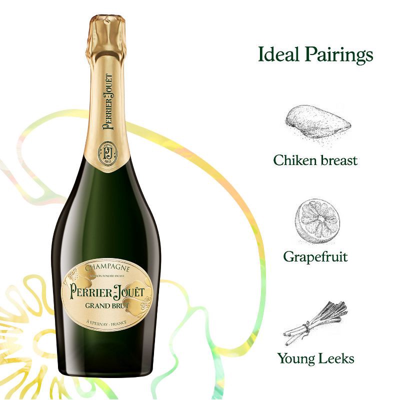 slide 3 of 8, Perrier-Jouet Perrier-Jouët Grand Brut Champagne - 750ml Bottle, 750 ml