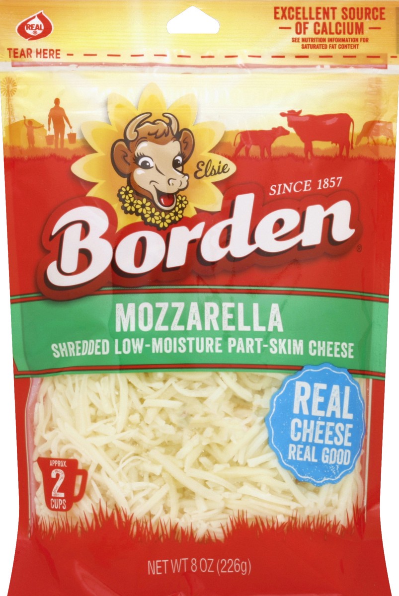 slide 2 of 2, Borden Natural Mozzarella Shreds, 8 oz