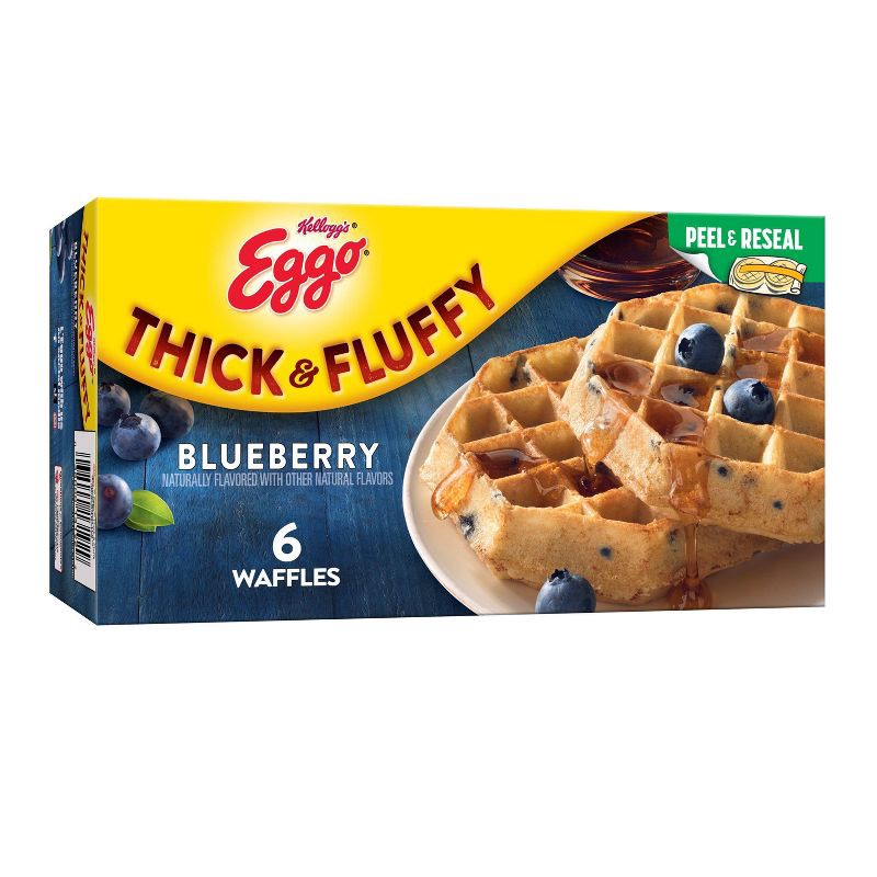 slide 1 of 8, Eggo Thick & Fluffy Frozen Blueberry Cobbler Waffles - 11.6oz/6ct, 6 ct; 11.6 oz