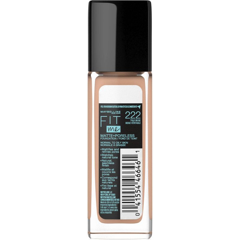 slide 7 of 7, Maybelline Fit Me Matte + Poreless Oil Free Liquid Foundation - 1 fl oz - 222 True Beige - 1 fl oz, 1 fl oz, 1 fl oz