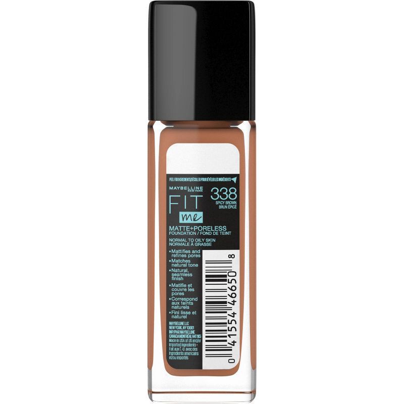 slide 7 of 7, Maybelline Fit Me Matte + Poreless Oil Free Liquid Foundation - 1 fl oz - 338 Spicy Brown - 1 fl oz, 1 fl oz, 1 fl oz