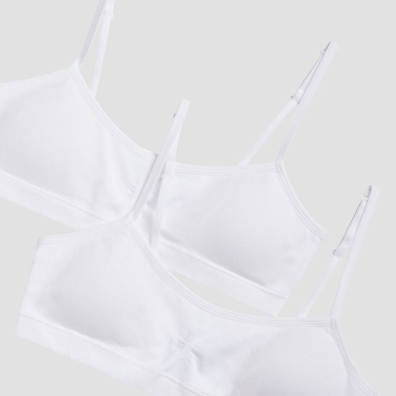 slide 3 of 3, Hanes Girls' 2pk Seamless Bra - White M, 2 ct