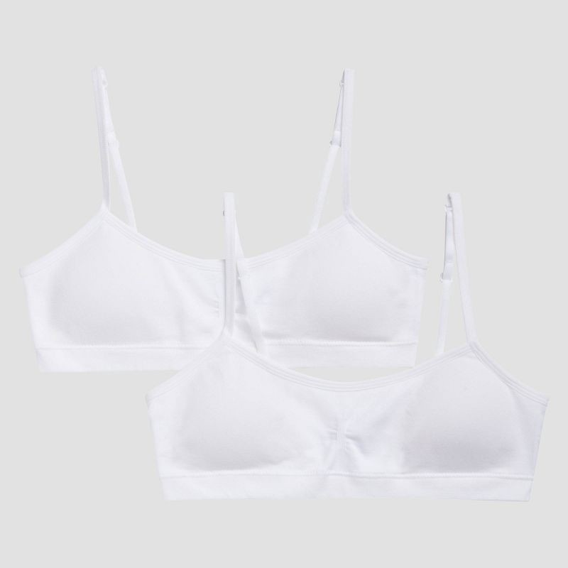 slide 1 of 3, Hanes Girls' 2pk Seamless Bra - White XL, 2 ct