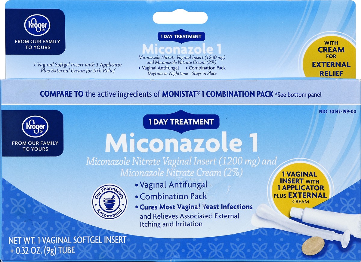 slide 1 of 5, Kroger Miconazole 1 Vaginal Antifungal Combination Pack, 1 ct