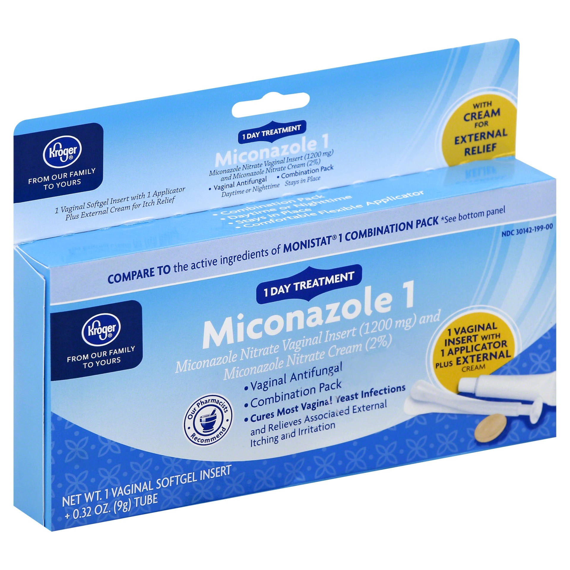 slide 1 of 1, Kroger Miconazole 1 Vaginal Antifungal Combination Pack, 1 ct