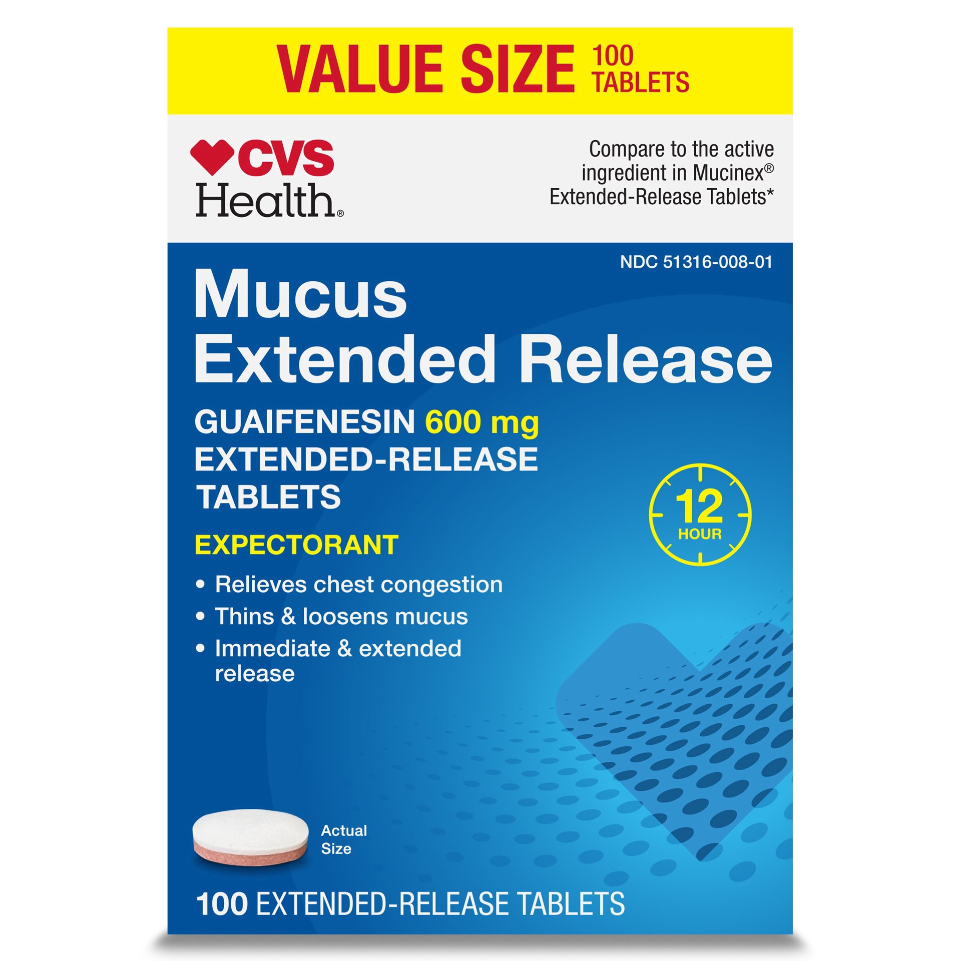 slide 1 of 1, CVS Health Guaifenesin 600Mg Extened-Release Tablets, 2 ct