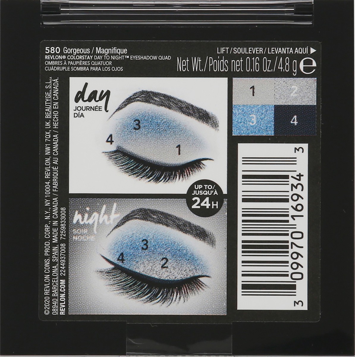 slide 9 of 9, Revlon ColorStay Day to Night Eyeshadow Quad, Gorgeous, 0.03 oz