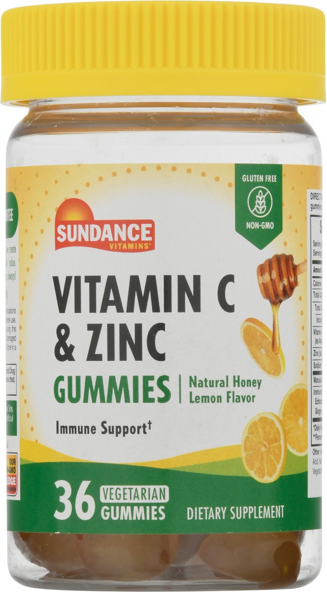 slide 8 of 9, Sundance Vitamins Natural Honey Lemon Flavor Vitamin C & Zinc 36 Gummies, 36 ct
