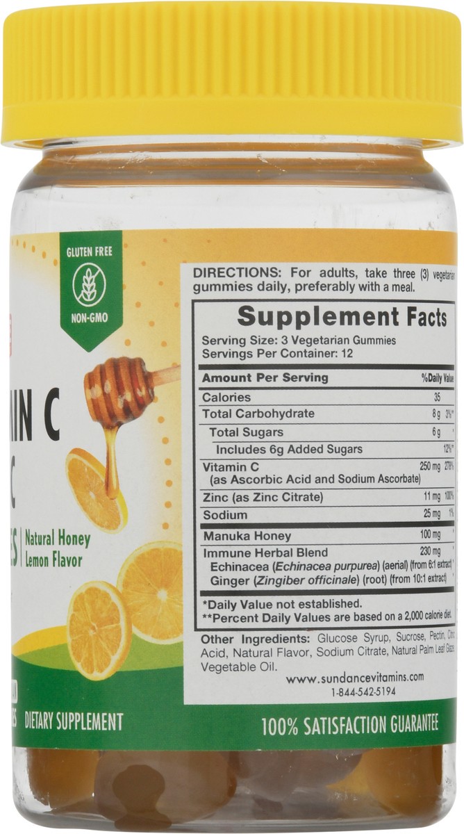 slide 6 of 9, Sundance Vitamins Natural Honey Lemon Flavor Vitamin C & Zinc 36 Gummies, 36 ct