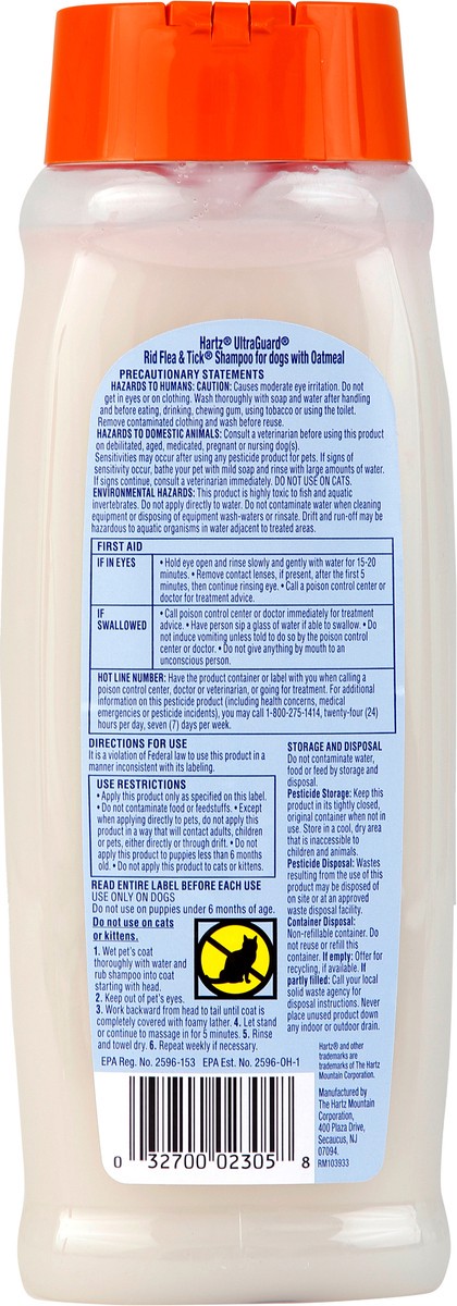 slide 3 of 3, Hartz UltraGuard Rid Flea & Tick Shampoo with Oatmeal for Dogs, 18oz, 18 fl oz