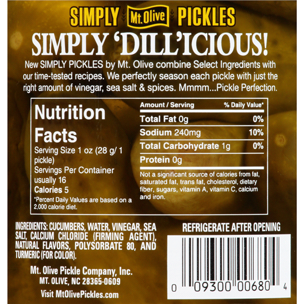 slide 19 of 21, Mt. Olive Simply Kosher Baby Dills Pickles 24 fl oz, 24 fl oz