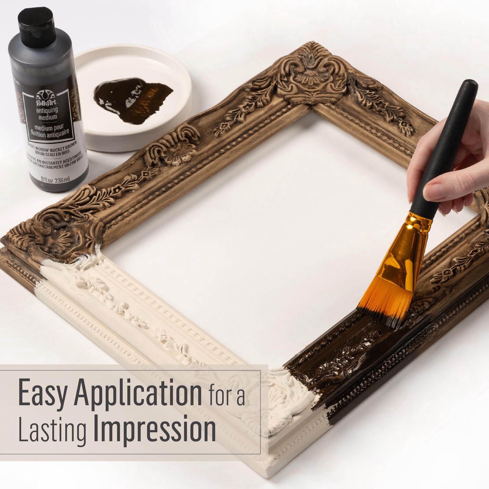 slide 6 of 10, Folkart Woodn' Bucket Brown Antiquing Medium, 8 fl oz