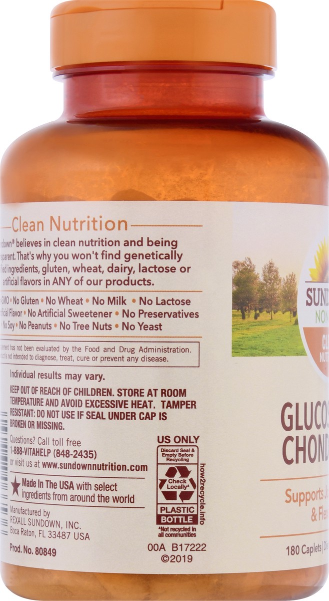 slide 7 of 9, Sundown Non-GMO Caplets Glucosamine Chondroitin 180 ea, 180 ct