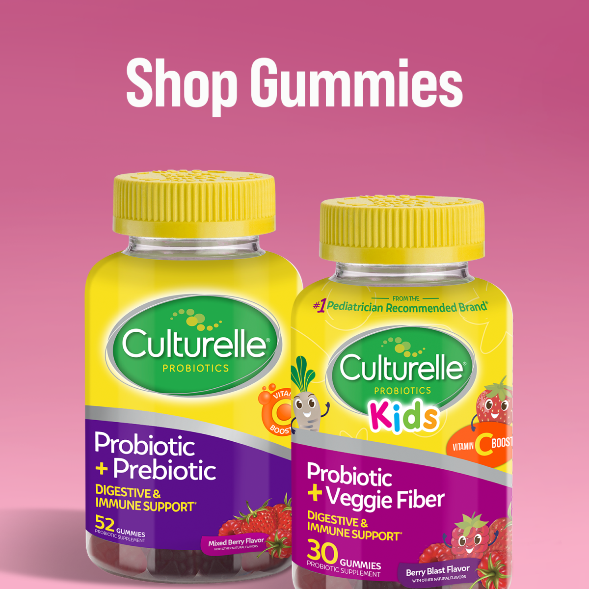 slide 5 of 6, Culturelle Kids Gummies Probiotic + Veggie Fiber Berry Blast Flavor Probiotic 30 Gummies 30 ea, 30 ct