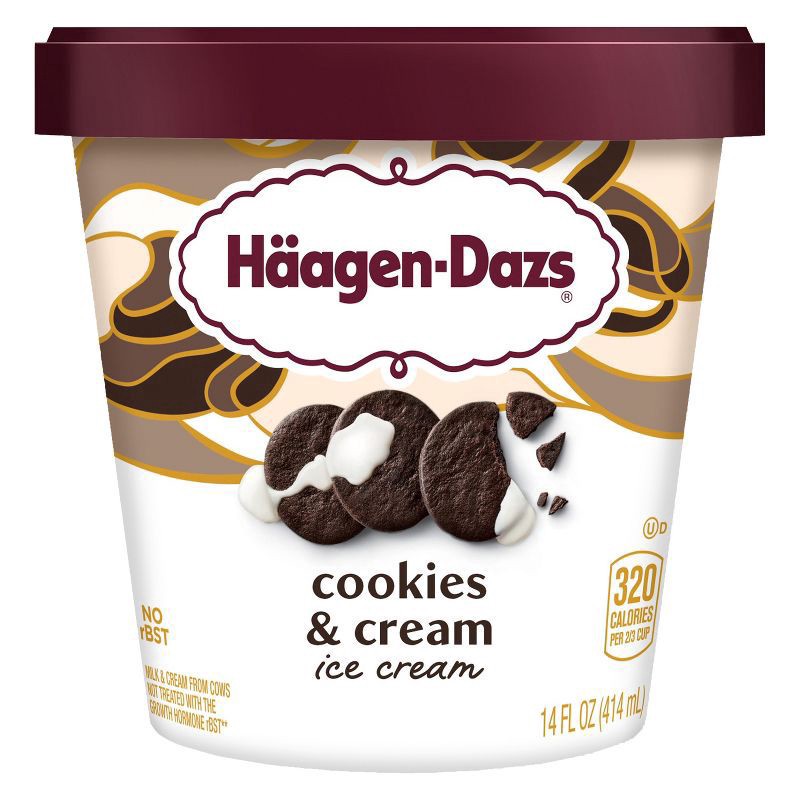 slide 1 of 9, Häagen-Dazs Cookies & Cream Ice Cream 14 fl oz, 14 fl oz