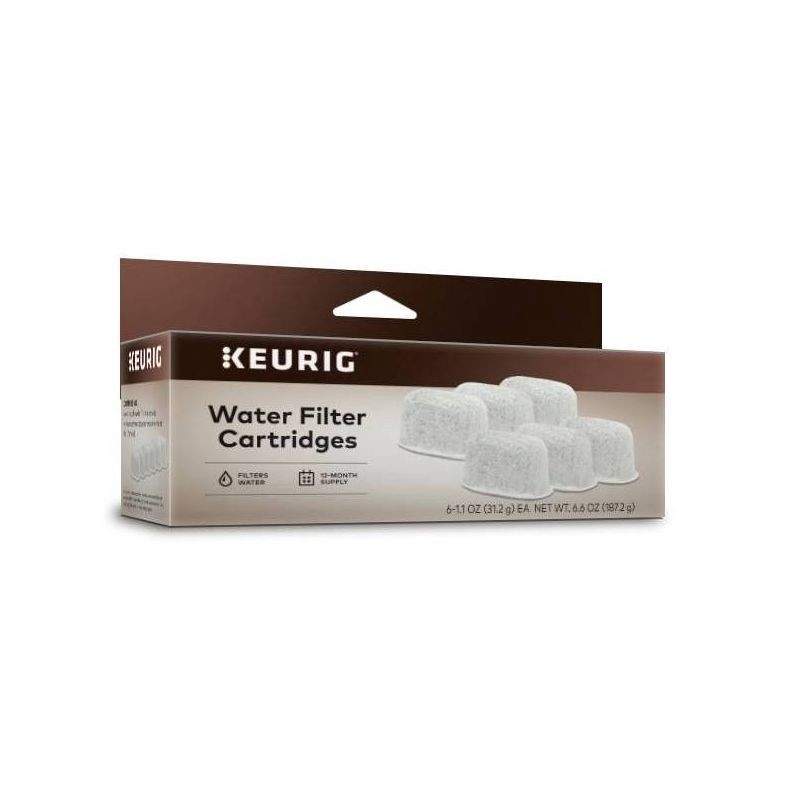 slide 1 of 6, Keurig 6pk Water Filter Cartridges: Charcoal Coffee Maker Accessories, Clear, 1 Year Warranty, 6 ct