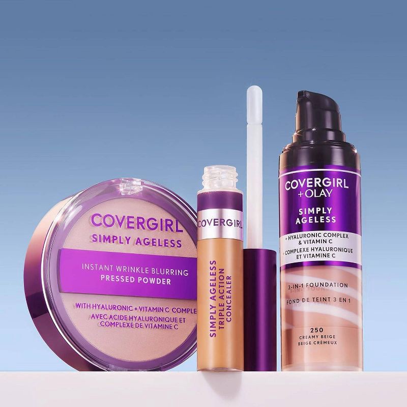 slide 7 of 7, COVERGIRL + Olay Simply Ageless 3-in-1 Liquid Foundation with Hyaluronic Complex + Vitamin C - 225 Buff Beige - 1 fl oz, 1 fl oz