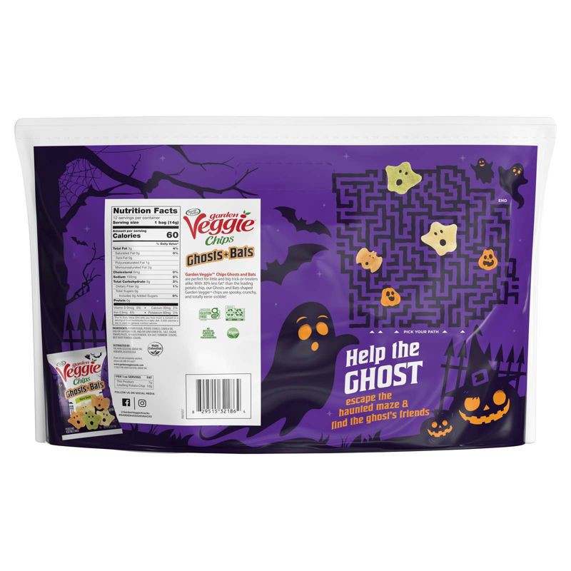 slide 4 of 4, Sensible Portions Halloween Garden Veggie Ghosts & Bats Sea Salt Flavored Chips - 6oz/12ct, 6 oz, 12 ct
