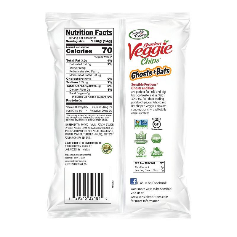 Sensible Portions Halloween Garden Veggie Chips Ghosts & Bats Sea Salt