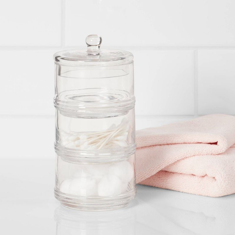 slide 2 of 4, Tiered Canister Apothecary Glass Clear - Threshold™: Elegant Storage for Bath Essentials, Spot Clean, 40.57oz, 40.57 oz