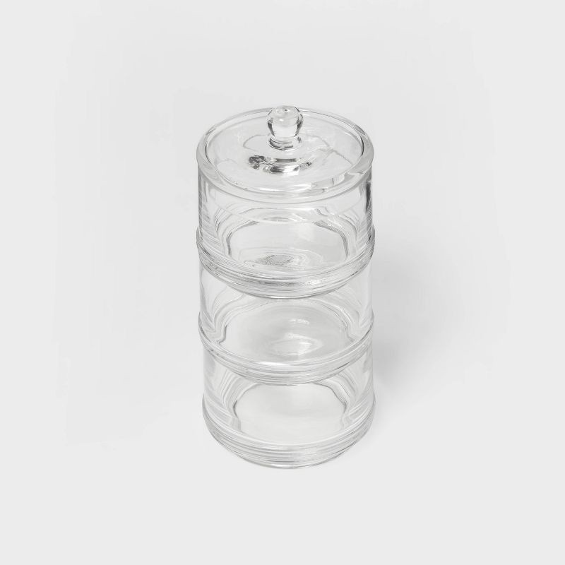 slide 3 of 4, Tiered Canister Apothecary Glass Clear - Threshold™: Elegant Storage for Bath Essentials, Spot Clean, 40.57oz, 40.57 oz