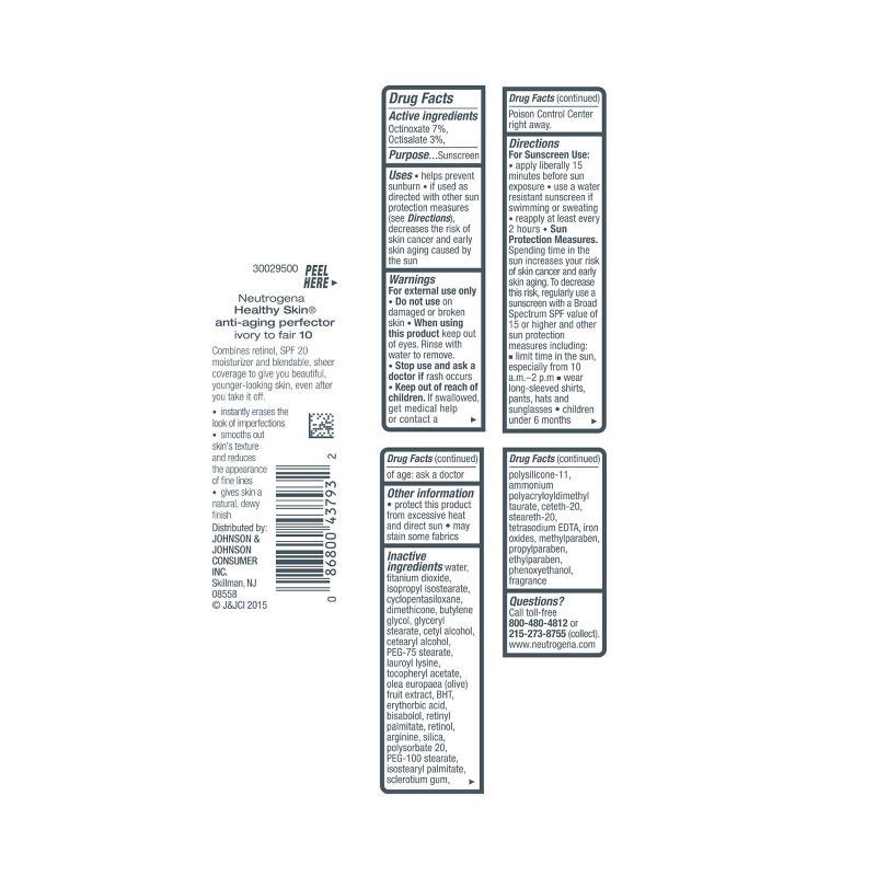 slide 11 of 11, Neutrogena Healthy Skin Anti-Aging Perfector with Retinol & Broad Spectrum SPF 20 Sunscreen - 10 Ivory to Fair, 1 ct