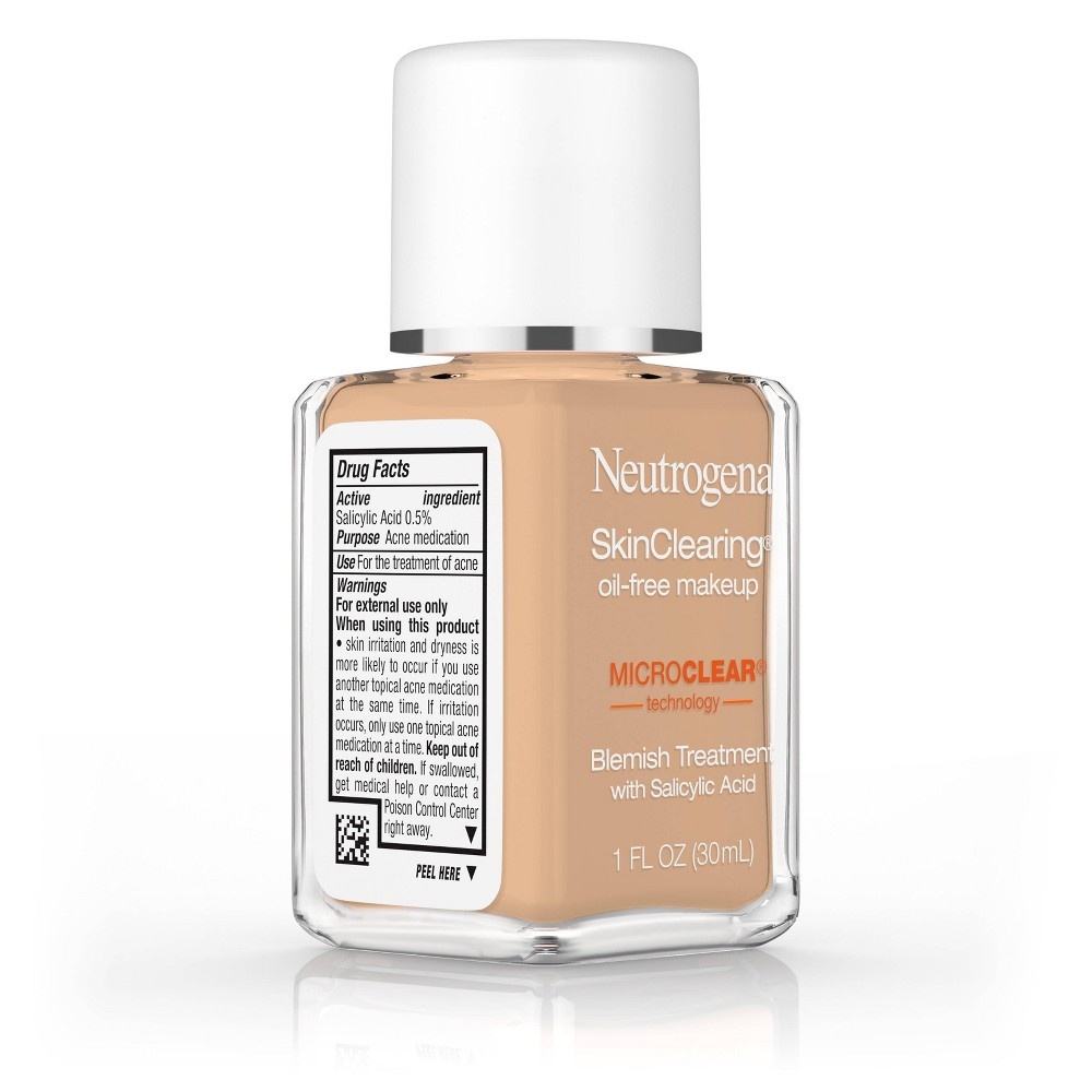 slide 6 of 8, Neutrogena Skin Clearing Oil-Free Liquid Foundation with Salicylic Acid - 115 Cocoa, 1 fl oz