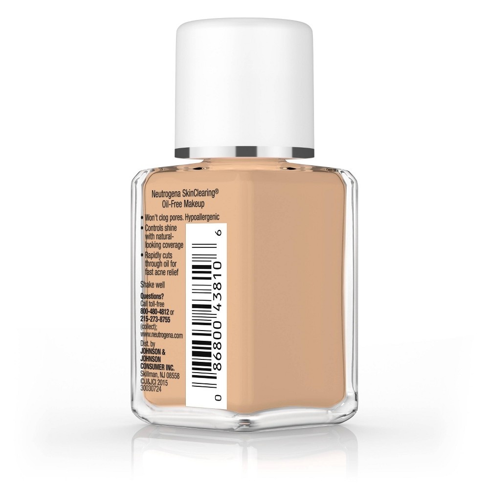 slide 3 of 8, Neutrogena Skin Clearing Oil-Free Liquid Foundation with Salicylic Acid - 115 Cocoa, 1 fl oz