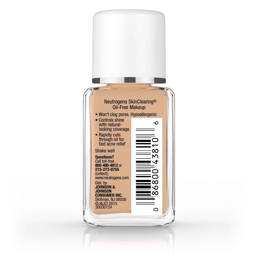 slide 4 of 8, Neutrogena Skin Clearing Oil-Free Liquid Foundation with Salicylic Acid - 115 Cocoa, 1 fl oz